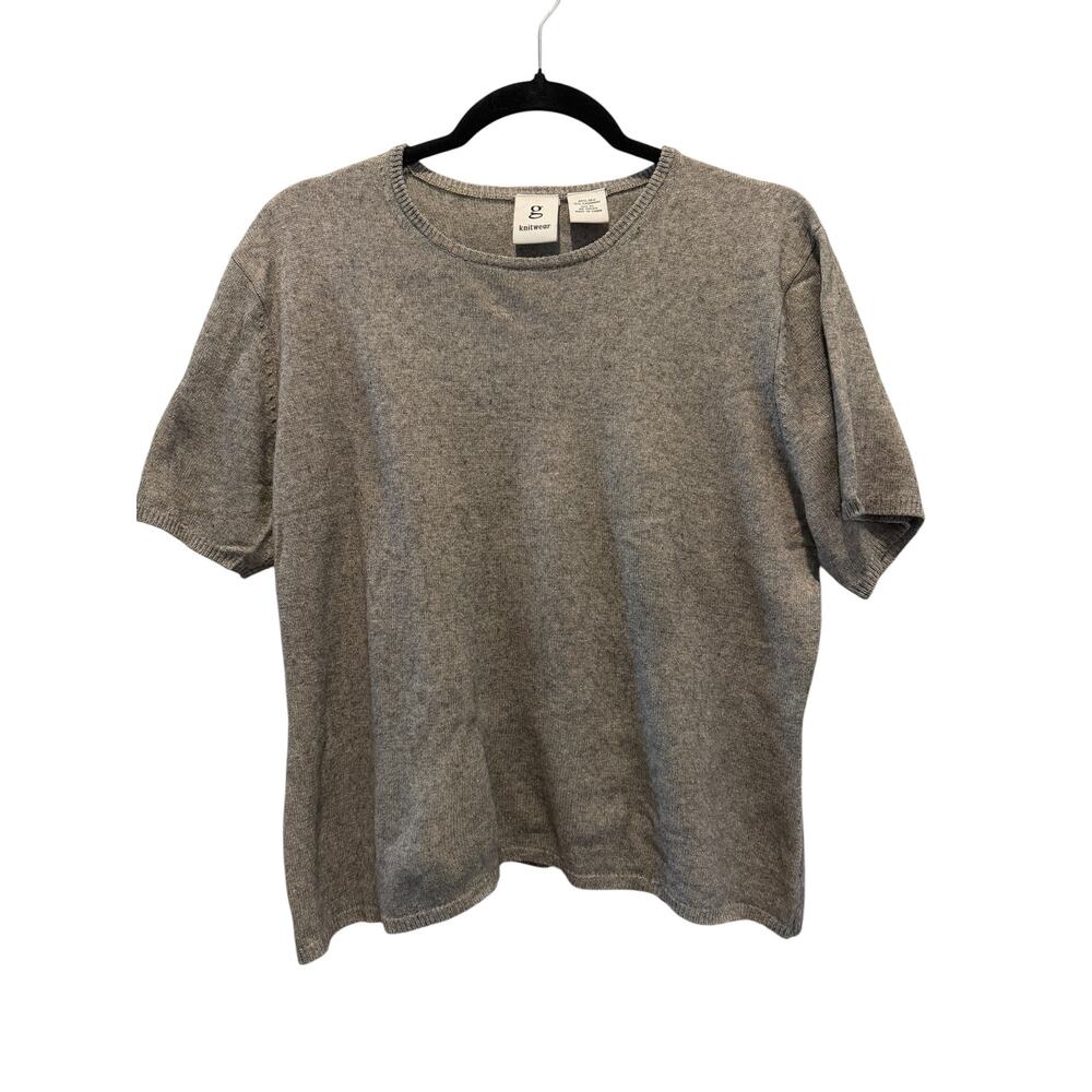 Gray Silk Cashmere Sweater XL Quiet Luxury Minimalist Knit Top Coastal Grandma